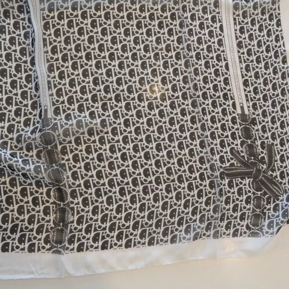 NEW AUTHENTIC 2022 100% SILK CHRISTIAN DIOR PARIS SCARF SCARVE BLACK 60"X20" - Picture 6 of 14